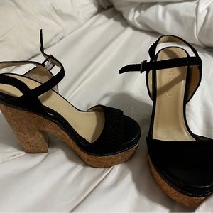 JIMMY Choo, London, cubed, course suede heels.
